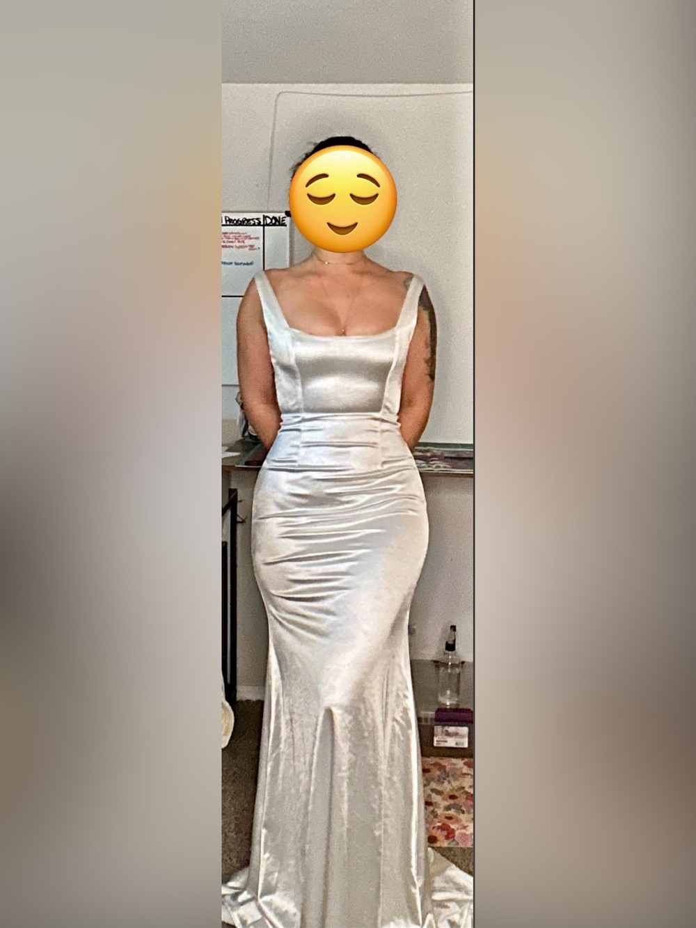 Lulu's Ivory Satin Bodycon Dress